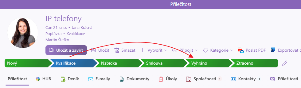 Převedeno na projekt