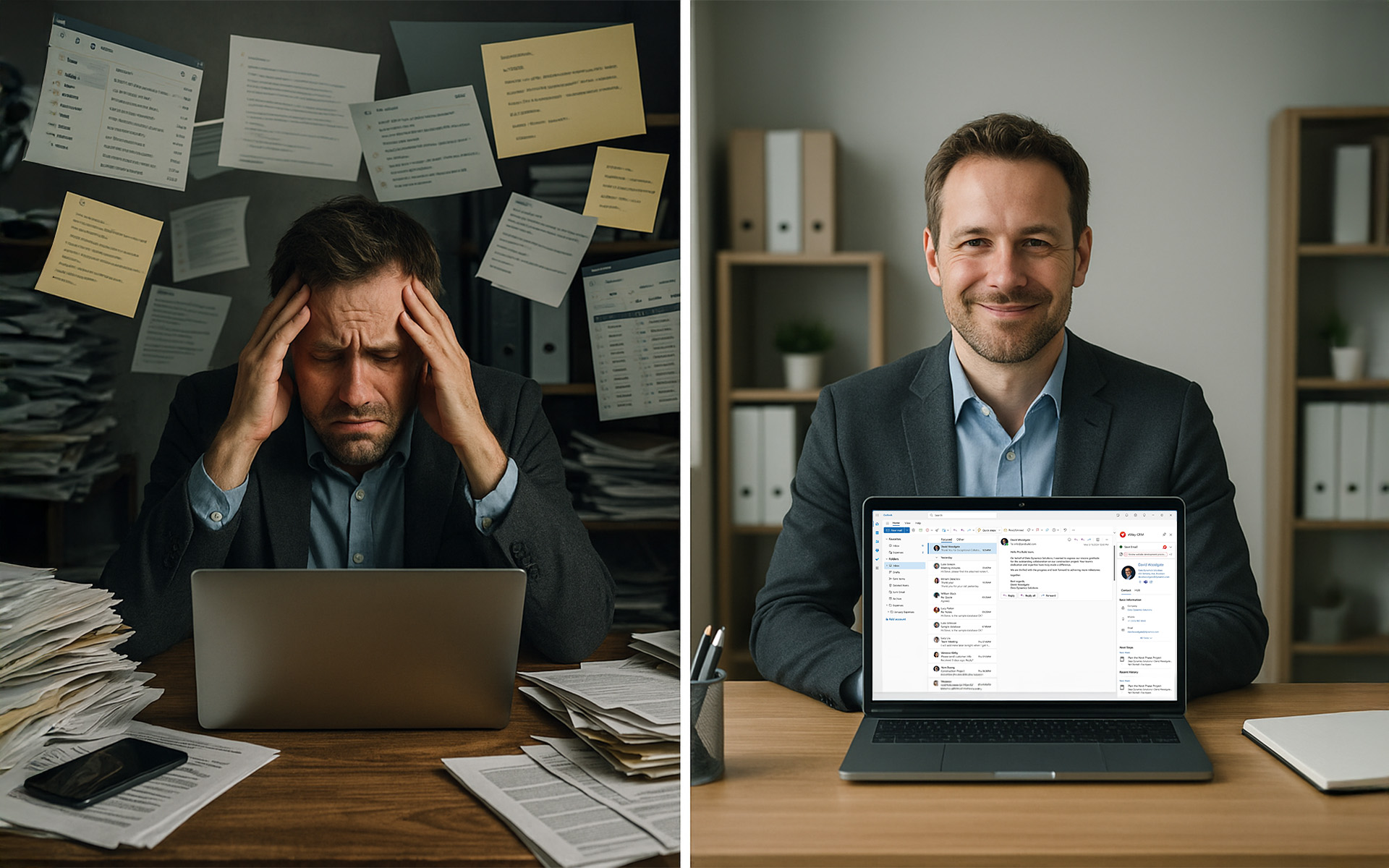 happy vs overwhelmed manager