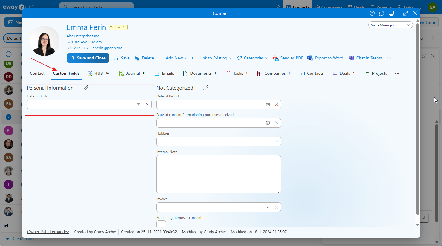 Custom fields in eWay-CRM Online