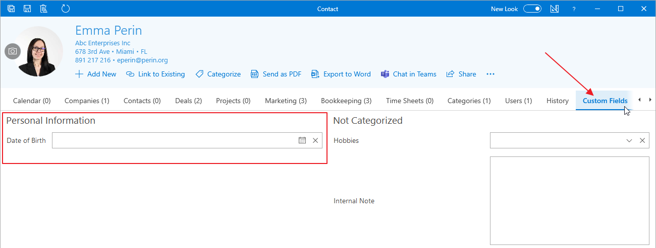 Custom fields in eWay-CRM Desktop