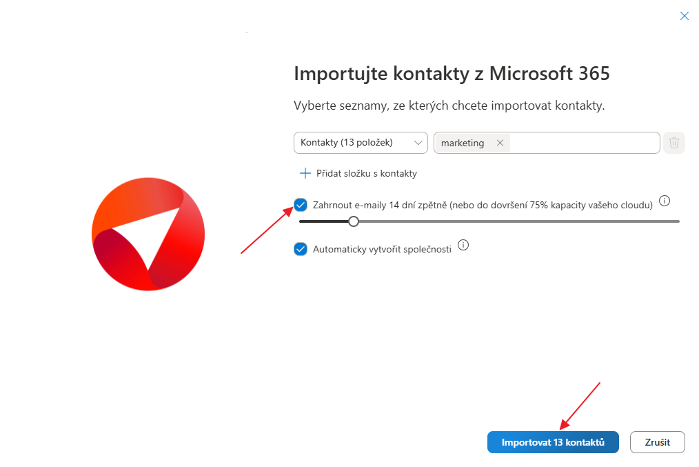 Importovat e-maily