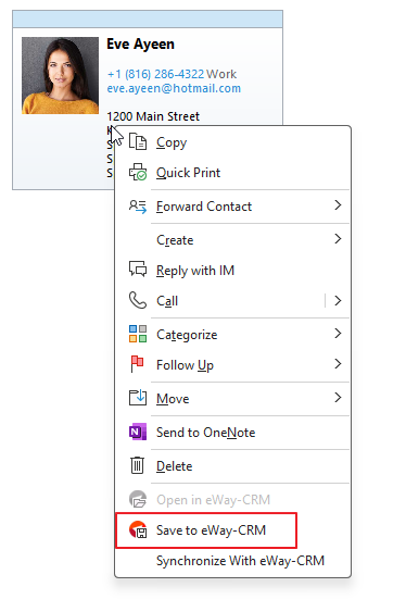 Save in eWay-CRM