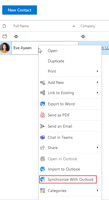 Synchronize with Outlook