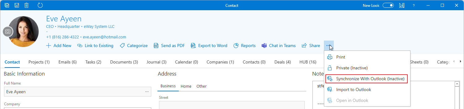 Synchronize with Outlook