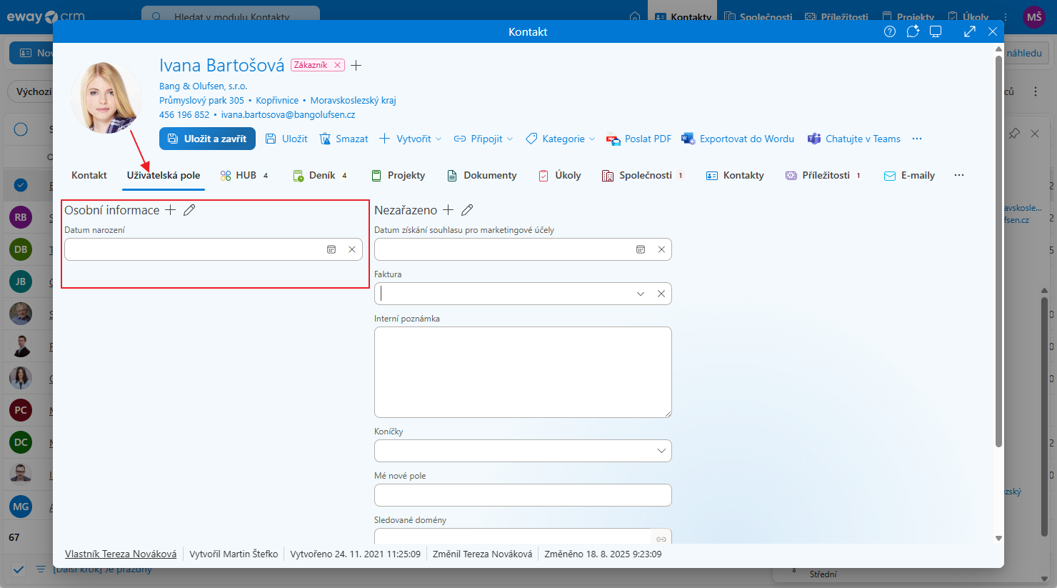 Uživatelská pole v eWay-CRM Online