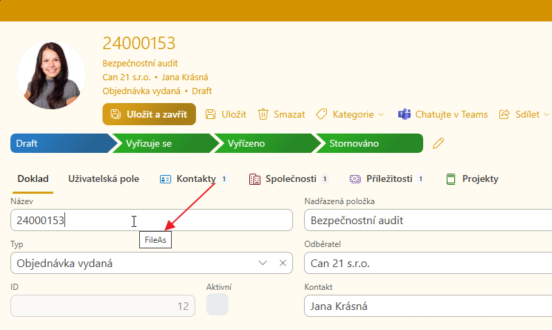 Tooltip s databázovým názvem