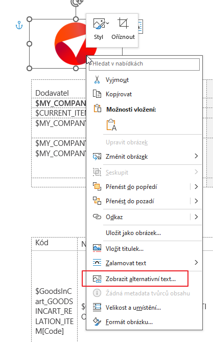 Úprava alternativního textu