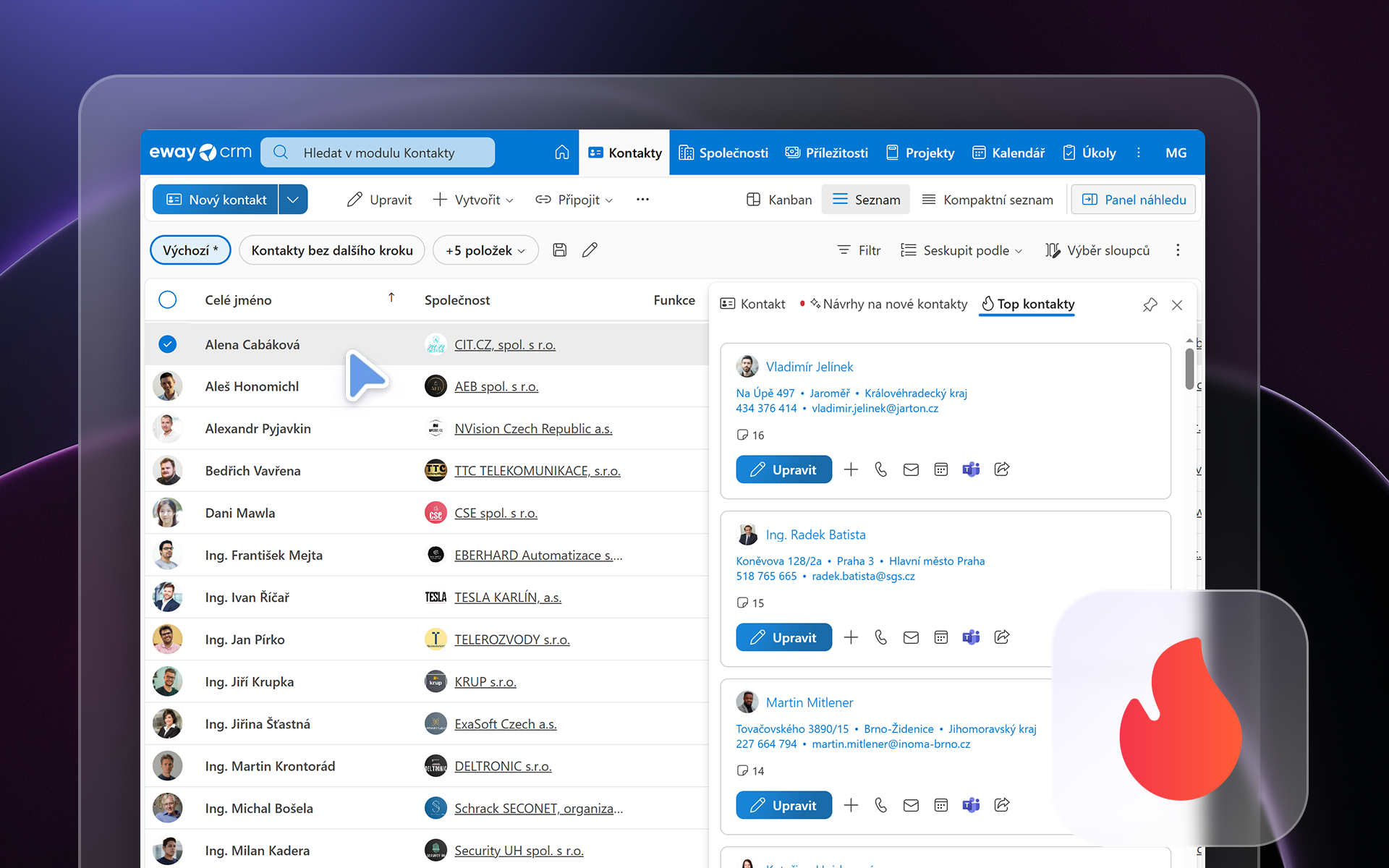 Zvýrazněné Top kontakty