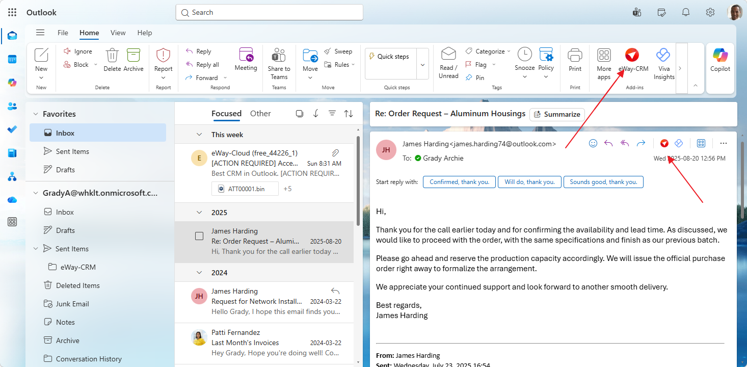 eWay-CRM Online in Classic Outlook