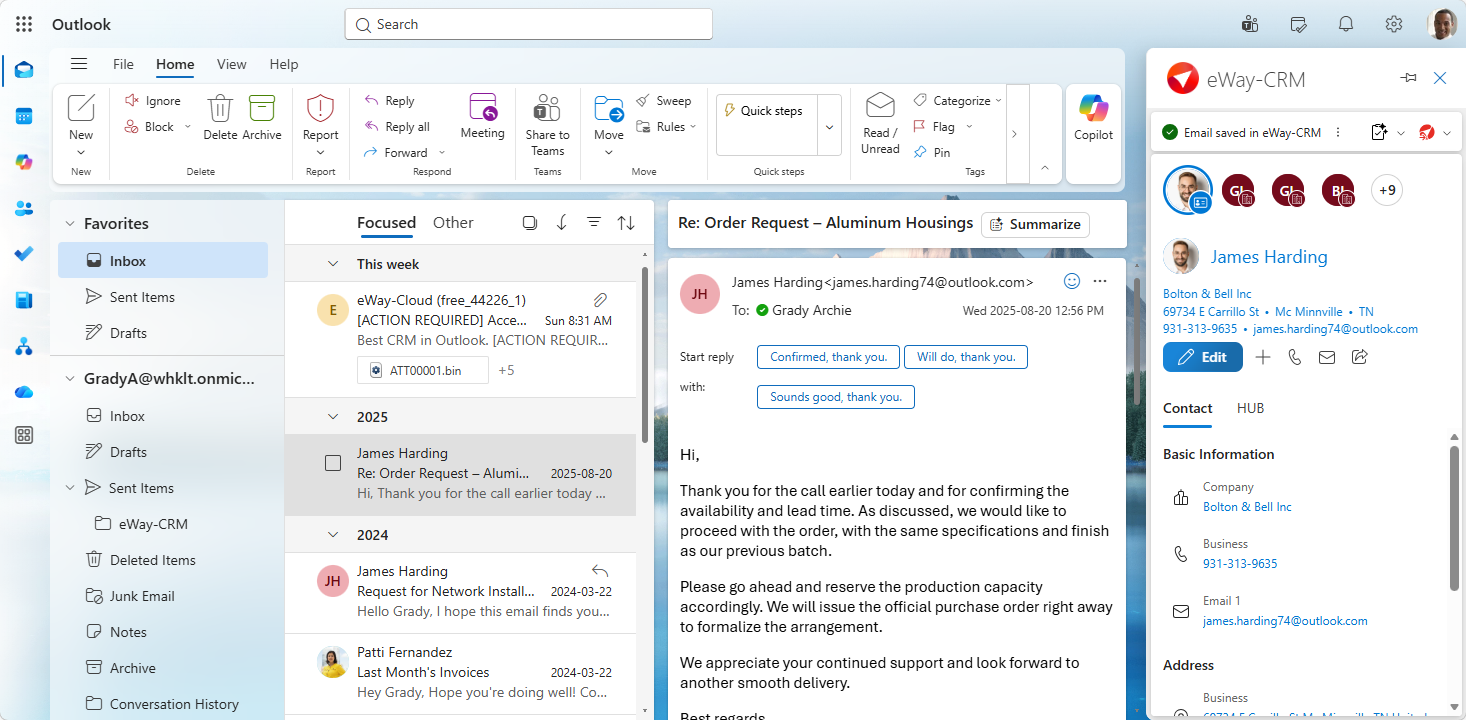 eWay-CRM Online in Classic Outlook