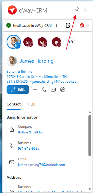 Pin the add-in