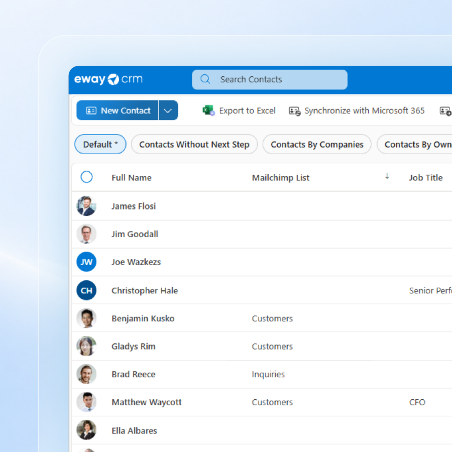 Mailchimp List column with those contact types
