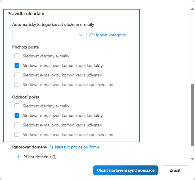 Nastavte pravidla pro sledování e-mailů