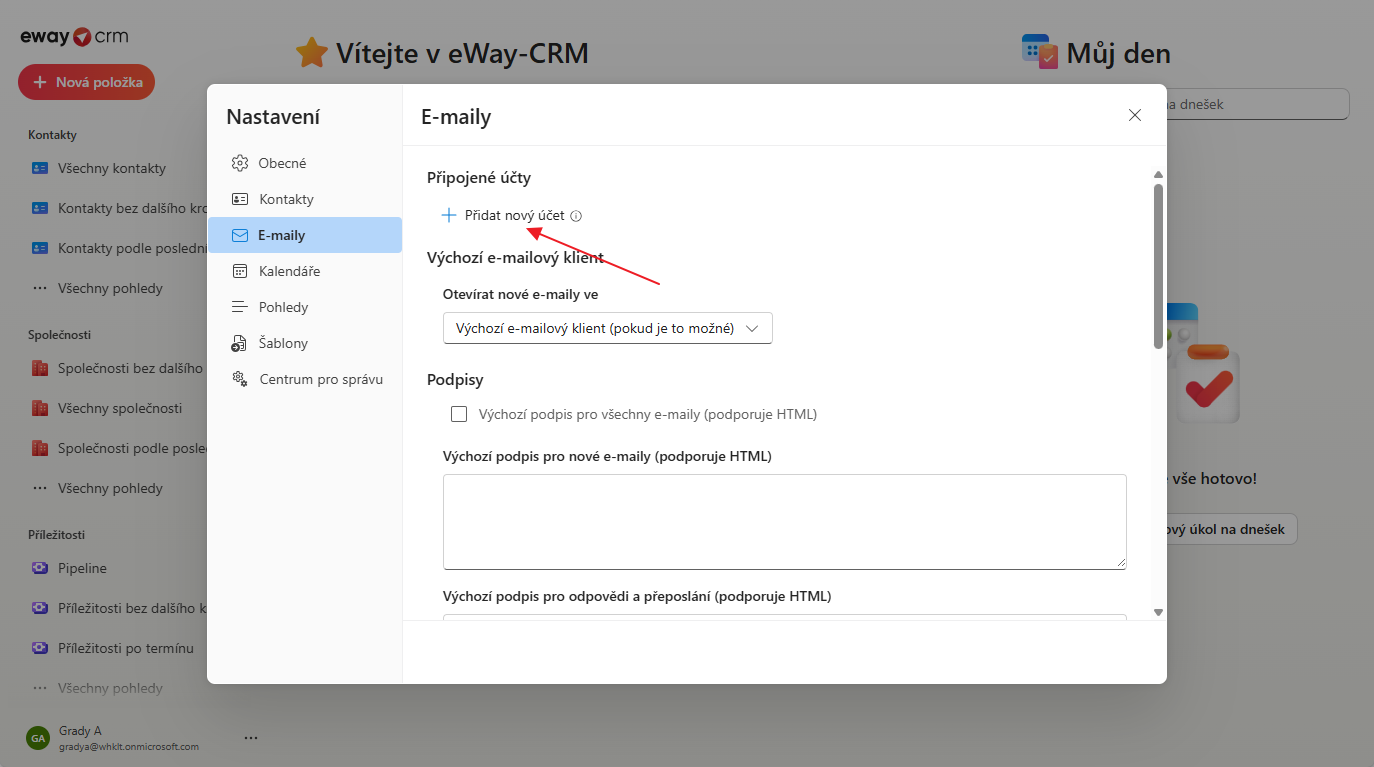 eWay-CRM nastavení e-mailů