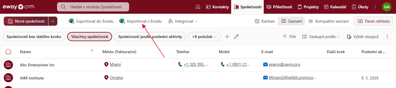 Importovat z Excelu