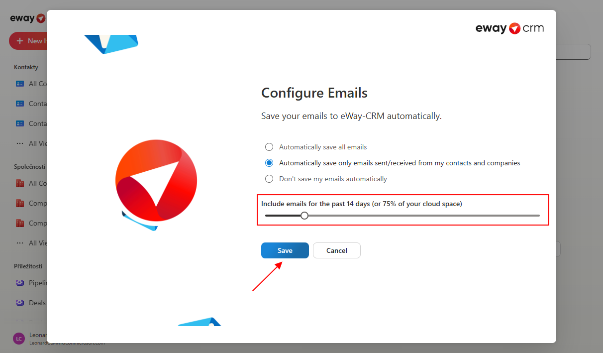 Configure emails import